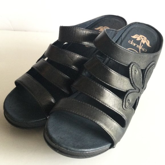 Dansko Nigella Sandals Comfort Strappy Size 9 Black heels Leather - Picture 5 of 16
